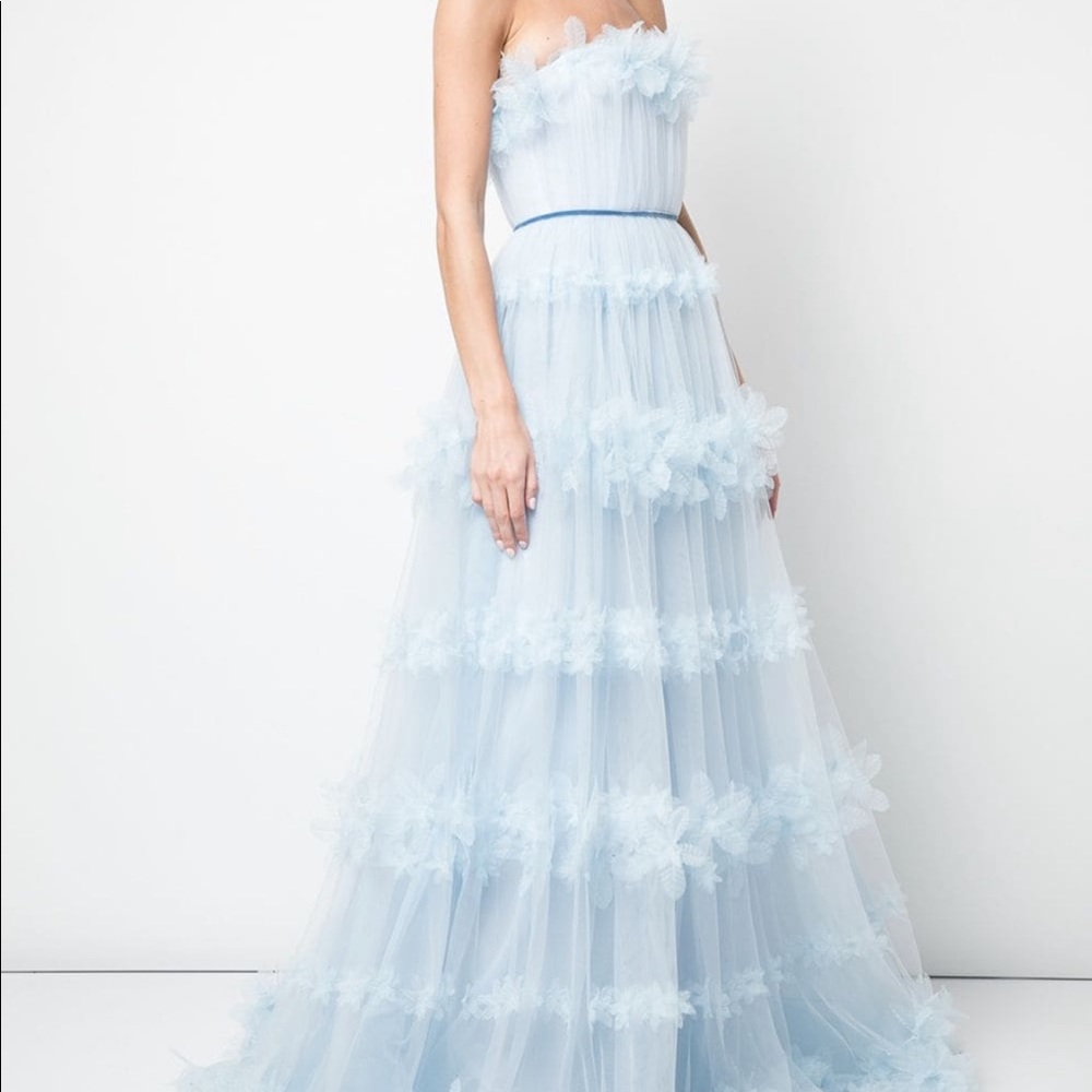 Marchesa Notte ruffled tulle gown